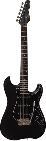 MSA 4/4 guitare electrique noir mat Tremolo, Singlecoil, noir full