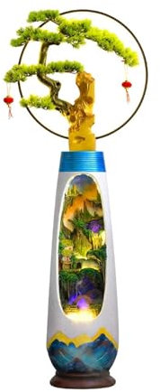 Fontaine d'eau au sol Fontaine sur pied en forme d'Ase avec lumière LED et humidificateur, décoration de jardin, balcon, terrasse, pendaison de crémaillère ou cadeaux d'ouverture Cascade de jardin de