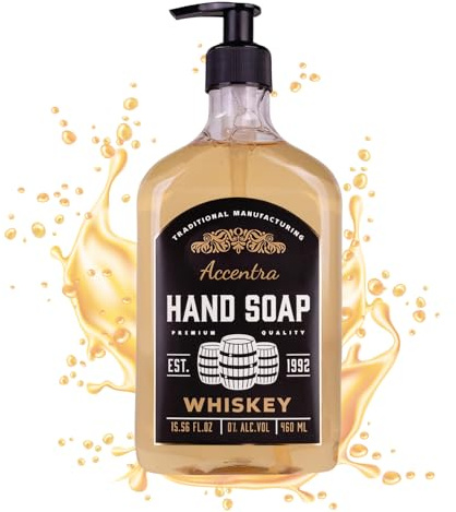 Accentra Handseife in Flasche in Whiskeyflaschen-Optik, 460ml Handseife im Pumpspender, Flüssigseife, Whiskey-Duft - nachfüllbar