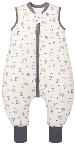 MIKAFEN Bambini Sacco nanna invernale con gambe 2,5 Tog, cotone,Sacco nanna con piedini,105-115 cm/4-5 anni,Alfabeto
