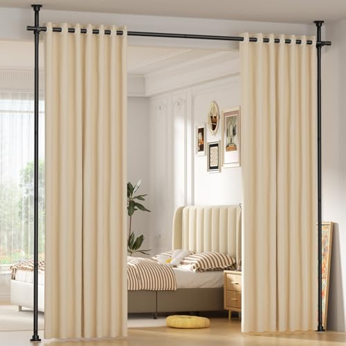 ZipGlo Tringle à Rideau Sans Percage 350cm (H) × 297cm (L) Noir Paravent