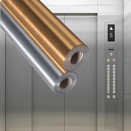 Rotolo Carta Adesiva Acciaio Inox Spazzolato 10M (32.8 Piedi), Carta da Parati Metallica Autoadesiva da Staccare e Applicare, Per Rivestimento Top Cucina e per Rivestir(Size:50cm,Color:Brushed Gold)