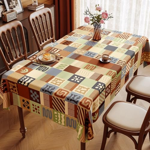 Fansu Mantel Hule Exterior Jardin Impermeable, Manteles Antimanchas Rectangular Mantel Mesa Plastico PVC Estilo Vintage para Fiesta Cumpleaños Picnic Cocina Comedor (Estilo Patchwork,120x160cm)