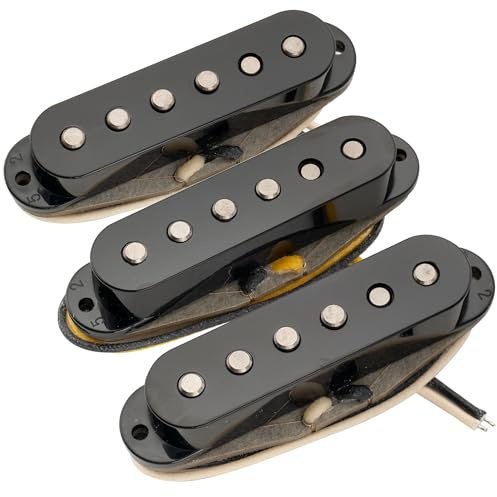 Musiclily Pro ST-FAT50S Staggered Alnico 5 Pickup Single Coil Manico Centrale Ponte Set per Chitarra Elettrica tipo Strat, Nero