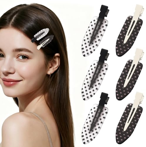 6 Piezas Pinzas Para El Pelo Sin Doblar Clips, Lunares Clásicos Pinzas Cabello Sin Doblar, Clips para El Pelo Sin Doblars, No Dejes Rastro, Pinza para Peinar El Cabello para Mujeres