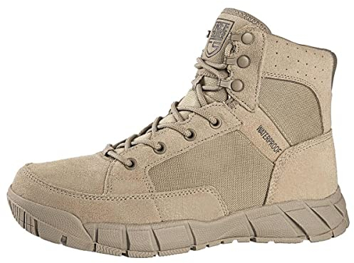 FREE SOLDIER Herren Stiefeletten Ultralight Military Tactical Arbeit Stiefel Knöchelhoch 6 Inch Zoll Spitze bis atmungsaktiv Desert Boots (Tan,44)