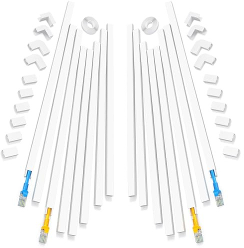 250in Cord Hider, One-Line Cable Hider, Yecaye Small Cord Covers for Wires on Wall System, Cable Raceway Kit for Max 2 Cords, Wire Hiders for Tv on Wall, Wire Hider, 16XL15.7in W0.59in H0.4in, White