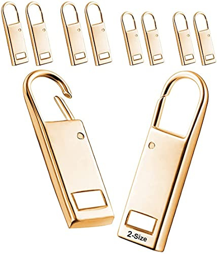 Cremallera de repuesto de metal con cremallera para reparación de zapatos, equipaje, maleta, chaqueta, bolsa (8 unidades), color dorado