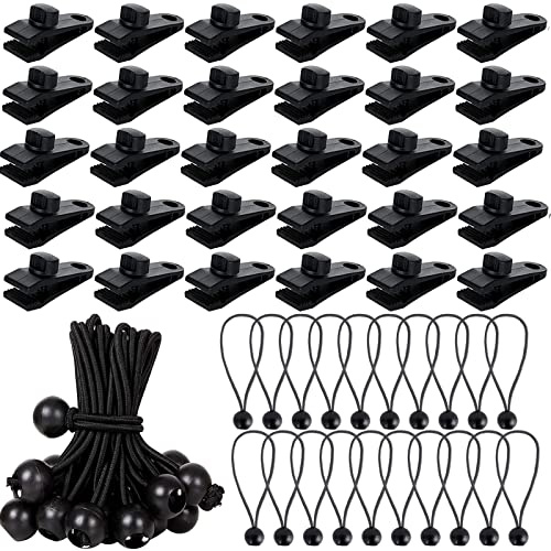 SENENQU 60 Pezzi Clip per Tende, Clip per Telo Ombreggiante in Nylon Nero 8,3 cm per Tarp Campeggio, Telone, Piscina, Gazebo, Tenda da Sole e Fissaggio Esterno