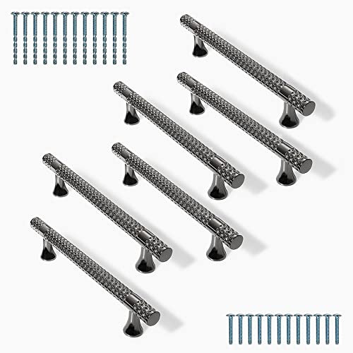 YNDD 6 Stück Schrankgriffe 96mm Lochabstand, Moderne Schwarz Möbelgriffe, Griffe für Küchenschränke Zinklegierung, Kommode Schubladengriffe, Möbel Ziehgriffe für Küche Schlafzimmer Kleiderschrank