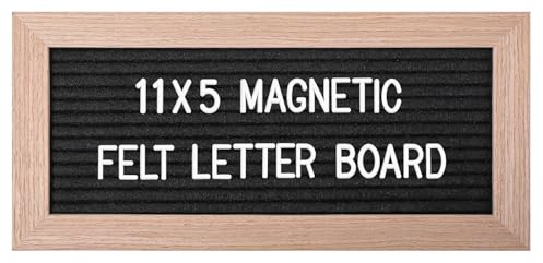 G GAMIT Kleines magnetisches Filz-Briefbrett, 27,9 x 12,7 cm, mit austauschbaren Buchstaben und Zahlen, Nachrichtenbrett, Buchstabenschild in Holzrahmen für Anoucement und Benachrichtigung, Schwarz