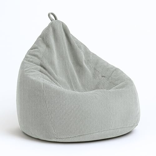 chilly pilley Sitzsack aus Cord mit EPS-Füllung - Sitzkissen - Bequem Bean Bag (Hellgrau, 65x85)