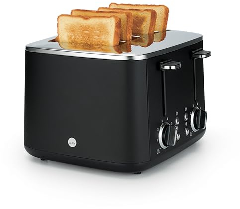 Wilfa Toaster FAMILY I 1.600 W I 7 Bräunungsstufen I 4 Toasts gleichzeitig I Auftau- & Aufwärmfunktion I inkl. Brötchenaufsatz (schwarz)