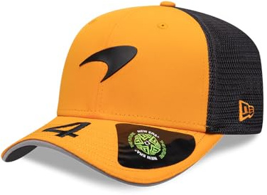 New Era McLaren F1 2025 9SEVENTY Adults Baseball Cap, Lando Norris Driver Edition, Orange and Grey Mesh Trucker Hat