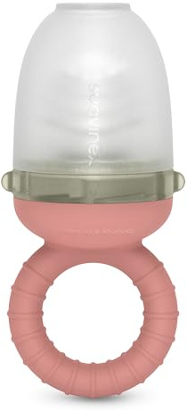 Suavinex, Ciuccia frutta per bambini, antisoffocamento in silicone alimentare, con coperchio, lavabile in lavastoviglie, adatto al congelatore, lenisce le gengive, BLW, +6 mesi, rosa