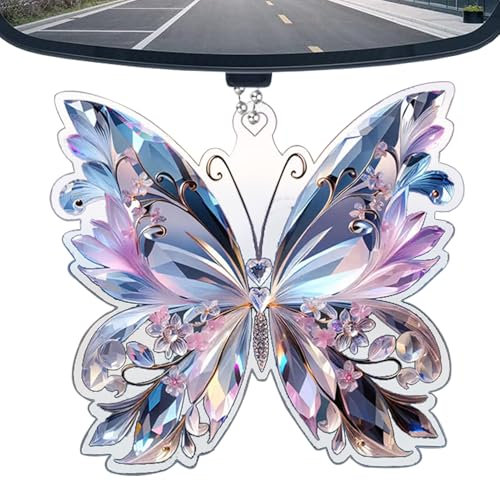 Ornements de Papillon pour Arbre, Papillon cristallin - Butterfly en Verre Arc-en-,Décoration de fenêtres de Fabricant d'arc-en-aux Paillettes pour Les Sacs à Dos, poignées de Porte, Arbres de