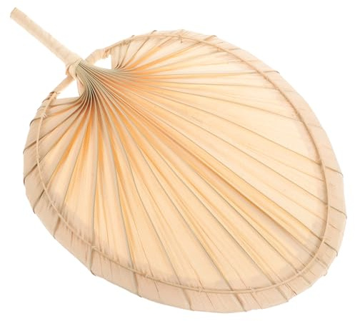 SOLUSTRE Handmade Palm Leaf Fan Woven Vintage Handheld Chinese Fan Decor Lightweight Portable Summer Cooling for Travel Beach Party Home Use
