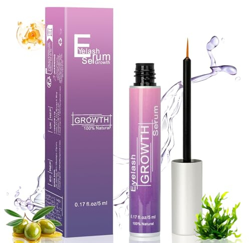 Wimpernserum Ohne Hormone, Professionelles Lash Serum Wimpernwachstumsserum, Natürliche Wimpernserum Lashes Wimpern Serum für längeres, dickeres, volleres, stärkeres Wachstum (Lila)