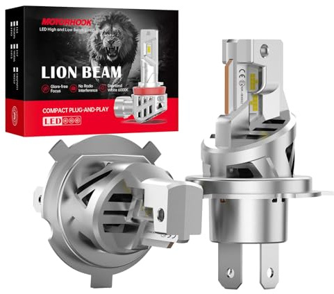 NUROTA H4 Lampe Auto Fehlerfrei - 12V 55W 6000K Weißes Licht - 500% Mehr Helligkeit - Halogen Scheinwerferlampe Für Fernlicht & Abblendlicht