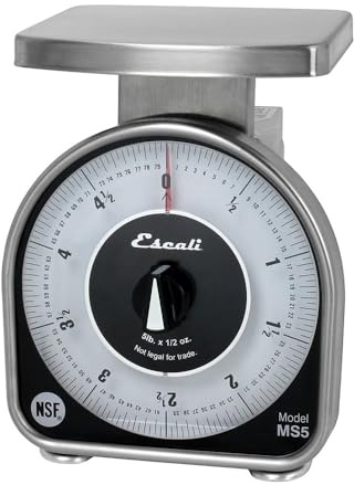 San Jamar Ms Series Mechanical Dial Scale Manual Food Scale with 5 Pound Capacity for Kitchens, Restaurants, And Cooking, Metal, 80 Ounces, Silver