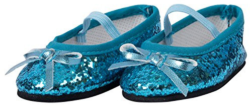 The New York Doll Collection Blau Glitzer Stoffschuhe passen auf 18 zoll/46cm Puppen - für Mode Mädchen Puppen - Puppenschuhe - Puppe schimmern Schuhe - Puppenkleidung Zubehör