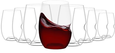 govino Unbreakable Plastic Wine Glasses - Stemless Shatterproof Tritan Glassware, Fancy Cups That Look Like Glass, 16oz, Set of 8