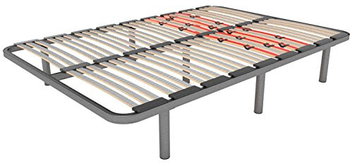 LA WEB DEL COLCHON Somier con Patas Multiláminas Regulador 150 x 200 x 5 cm – Base de Cama Adaptable con Reguladores de Firmeza, 7 Patas Incluidas