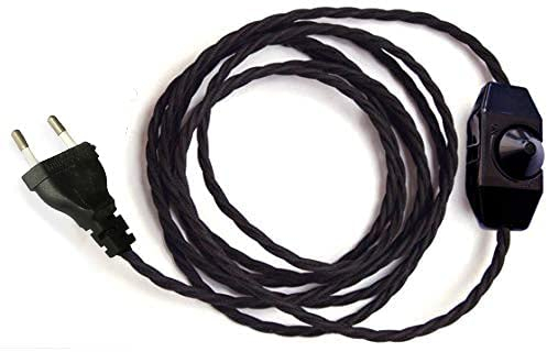 FSLiving Prise européenne et interrupteur variateur avec câble noir de 2,5 m pour tous ceux qui veulent construire une lampe par eux-mêmes.