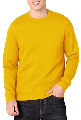 Amazon Essentials Men's Fleecetröja med rund hals (finns i Big & Tall), Guld, S