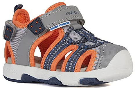Geox B Sandal Multy Boy B, Sandalias Bebé-Niños, Multicolor Grey Fluo Orange, 20 EU