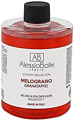 AB AlessioBoltri Luxury Collection | Ricarica Professionale per Diffusori a Bastoncini | Essenza Melograno Granatapfel 500 ml Lunga Durata (4 Mesi) | Profumo Casa Premium, Made in Italy