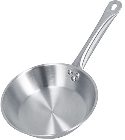 Mumusuki Poele Frire, poele ?ufs en Acier Inoxydable poignee Unique pour Le Camping pour la Cuisine pour Le Pique-Nique pour Le Restaurant(220 * 50mm)