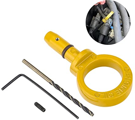 3mirrors Aluminum Oil Dipstick Pull Handle Compatible with Dodge Chrysler Jeep Models Universal Engine Oil Dipstick w/Viton O Ring & Installation Kit Yellow