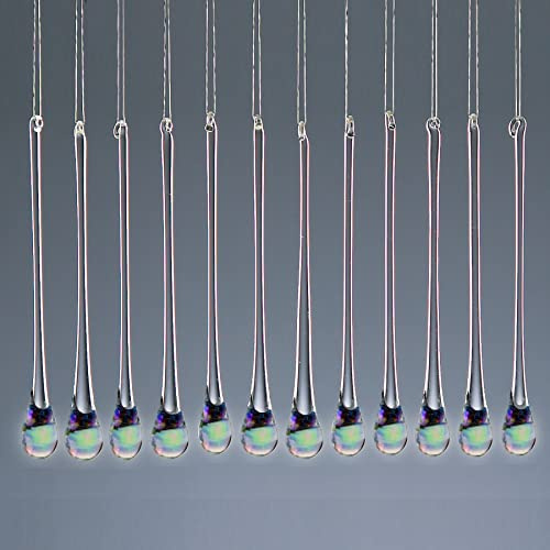 Iridescent Glass Tear Drop Icicles Ideal for Weddings or Christmas Tree decoration 7025-12 X 120mm