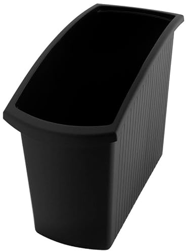 PROREGAL Rechteckiger Kunstoff Papierkorb | 18 Liter, HxBxT 34,5x19,4x45cm | Schwarz