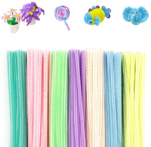 200 Stück Pfeifenreiniger Set, Bunt Pfeifenreiniger Chenilledraht 30 cm, Pfeifenputzerdraht für DIY Craft Projekte Chenilledraht Biegeplüsch zum Basteln und Dekorieren Pipe cleaners Makaron 7 Farben