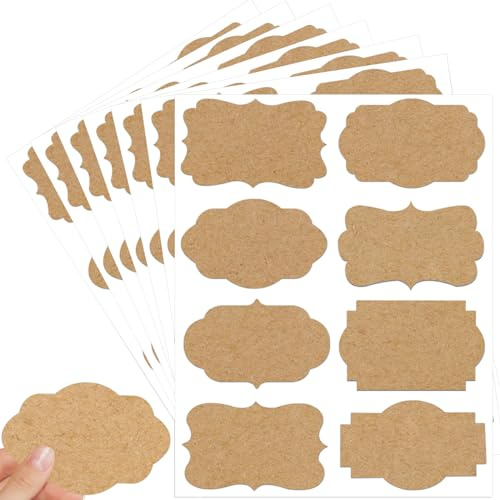 Etichette adesive in carta kraft naturale, 5,1 x 7,6 cm, 160 pezzi, etichette adesive per regali di Natale, colore marrone, etichette autoadesive per regali per contenitori alimentari