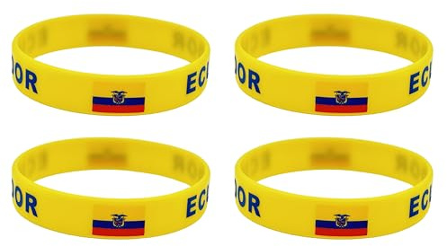 LLBFHH 4 Pcs Ecuador Ecuadorian Country Flag Rubber Bracelets, National Flag Silicone Bracelet, Rubber Wristbands Patriotic Decorations Gift