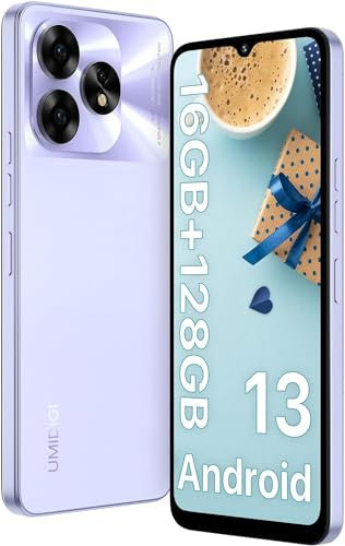 UMIDIGI 256GB NFC Mobile Phone,64MP+16MP,5000mAh Battery,16(8+8) GB RAM,A15 Android 13 SIM Free Unlocked Smartphone,6.7 inch HD+Screen,Type-C,4G Dual SIM/Face+Fingerprint Unlock/GPS/OTG-Purple
