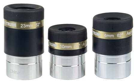 SpectrumOI Aspherical Eyepiece Set 1.25 4mm, 10mm, & 23mm, Fully-Coated Eyepieces for Telescope for Kids 8-12, Telescope Accessories