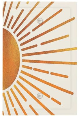 Spshian Decorative Light Switch Cover Plate Boho Gold Sun Mid Century Sunrise 1 Gang No Device Switch Plate Covers Blank Wall Plate Cover Switchplate Electrical Faceplate for Bedroom Bathroom Decor