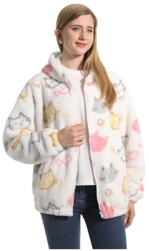 FELOVE Cremallera Chaqueta Corta de Invierno.Forro de Felpa Suave.Cómodo Jersey de otoño.Ropa Informal de Abrigo