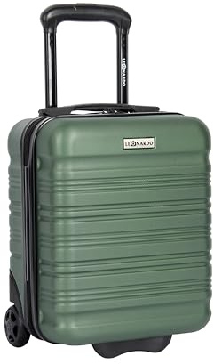 Leonardo® Valise Cabine Mini | Valise Rigide 14 Pouces à Double Roues | Trolley 25 litres avec Serrure | Valise de Voyage | Matériau ABS Léger | Valise de Cabine | 20x30x40 cm | Vert