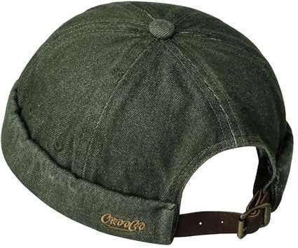 CLAPE Casquette sans Visière Coton Casquette Docker Homme Femme Bonnet Denim Chapeau Marin Réglable Beanie Vert Green FMA2503