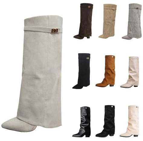 Stivali sopra il ginocchio da donna Shark Boots Stivali neri Slouchy Boots - Punta a punta Tacco con plateau Gambale lungo Stivali alti al ginocchio Inverno Pelle calda Moda Comfort Eleganti Stivali