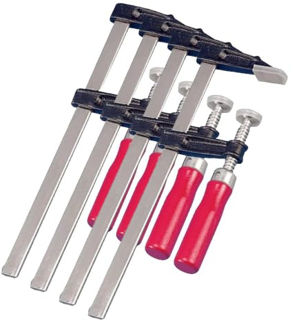 KWB Pince-étau en bois avec rail métallique stable, largeur de serrage 200 mm, profondeur de serrage 50 mm, mâchoires en zinc moulé sous pression (Lot de 4)