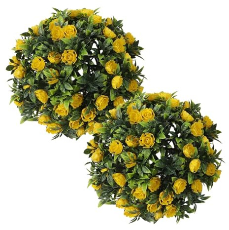 Gettimore Lot de 2 boules de plantes artificielles en buis artificiel pour décoration de jardin, intérieur ou extérieur, mur, terrasse, mariage, 25 cm, vert synthétique