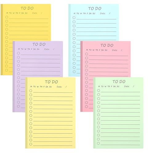GZRXIOUS Blocchi adesivi 6 pezzi, 300 fogli Sticky Notes foglietti adesivi per liste, quaderno per appunti, blocco note, evidenziatore laterale, blocco note a righe, agenda per scuola, ufficio