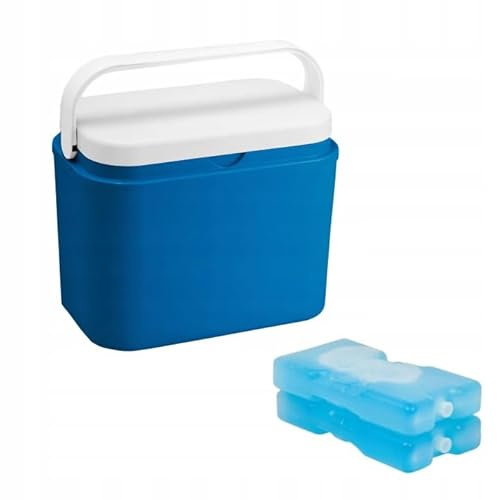 POTZ Borsa frigo blu portatile con coperchio rimovibile e maniglia, leggera e durevole, con 2 cartucce di raffreddamento, ideale per pic-nic, campeggio, spiaggia, 10 l