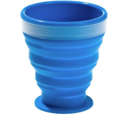 Collapsible Silicone Cup for Camping and Backpacking - Camping Dishware Gear Essentials in Blue (Made by Caddis Sports)